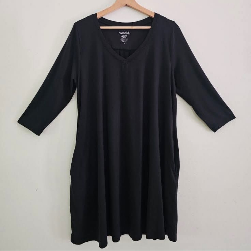 Woolx Classic Black V-Neck Dress XL